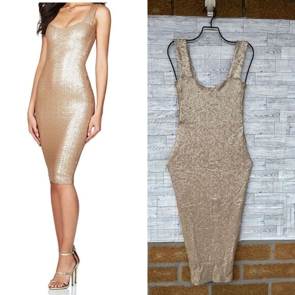 NOOKIE Smoulder Midi In Gold dress size XS - Picture 3 of 16